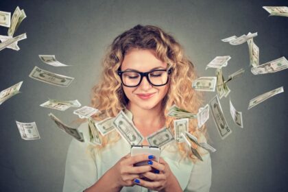 Woman Using Cash Back Apps