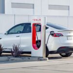 Tesla car at super charger station